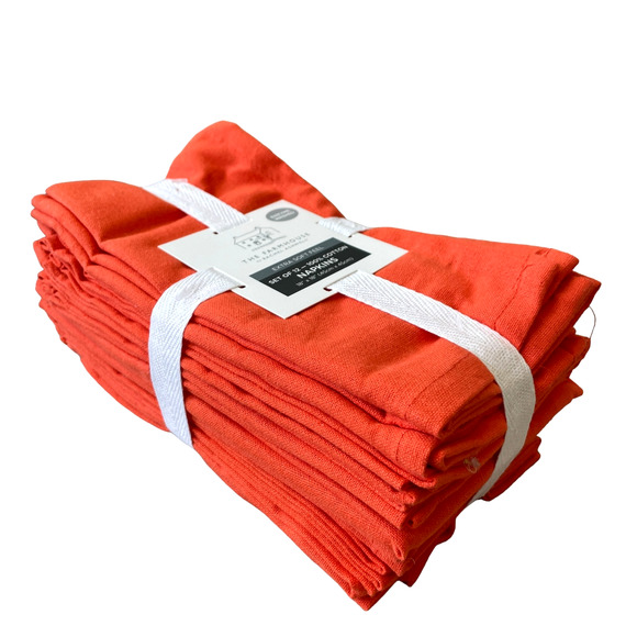 12pc Rachel Ashwell Farmhouse Cotton Dinner Napkins 18x18 Orange NEW - Picture 6 of 11